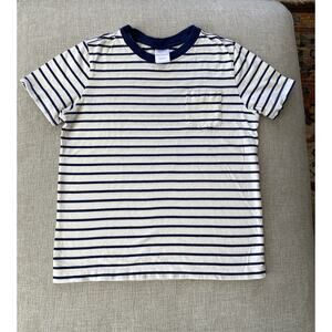 Hanna Andersson 120 Stripe Pocket T-Shirt Tee Pima Cotton Sz 6-7 Navy White Boys